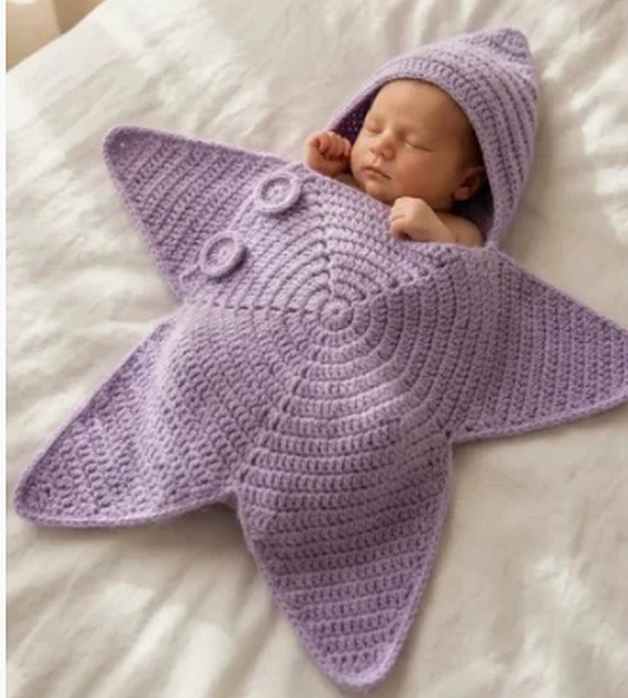 The Purple Little Starfish knit romper